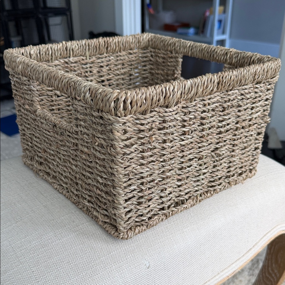Seagrass Woven Storage Basket 10x10x6 inches